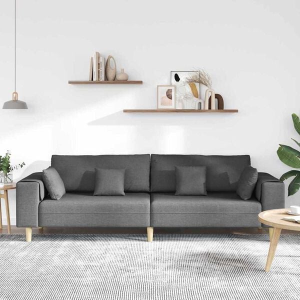 Fabric Sofa with Cushion Dark Grey 208 cm Fabric