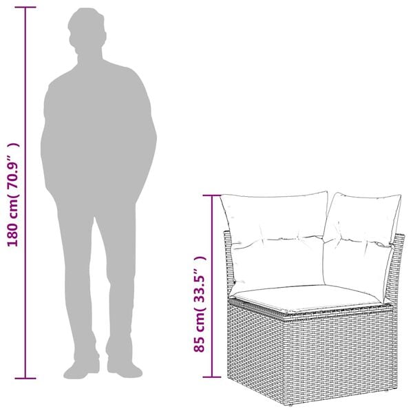 vidaXL Garden Sofa Corner with Cushions Beige Poly Rattan
