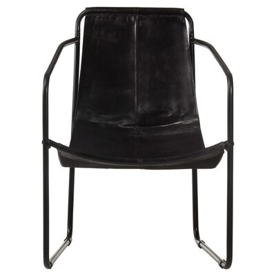 vidaXL Relaxing Armchair Black Real Leather