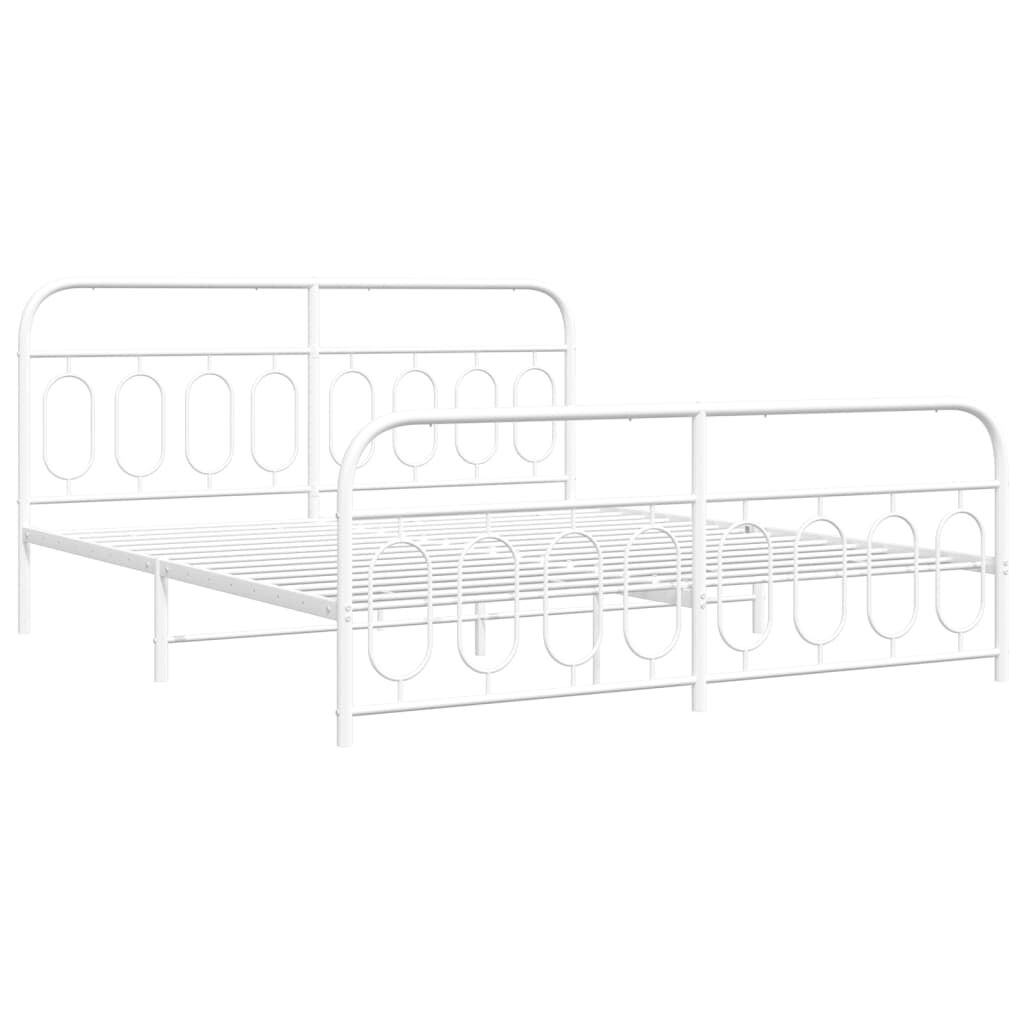 vidaXL Metal Bed Frame without Mattress with Footboard White 193x203cm
