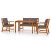 vidaXL 4 Piece Garden Dining Set with Cushions Solid Wood Acacia