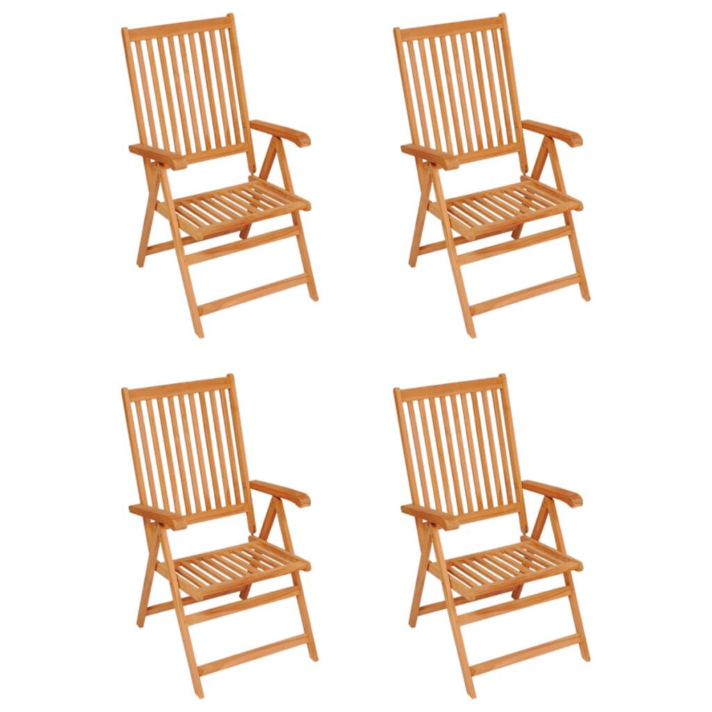 vidaXL Garden Chairs 4 pcs with Red Cushions Solid Teak Wood