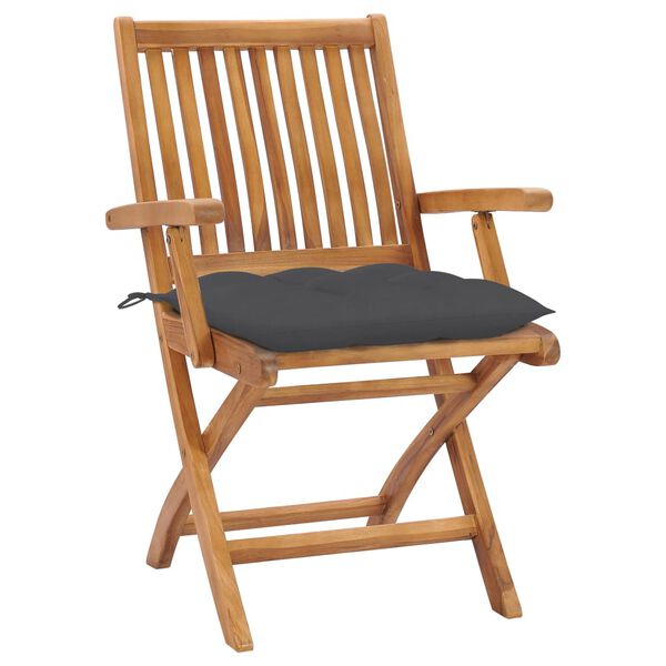 vidaXL Garden Chairs 2 pcs with Anthracite Cushions Solid Teak Wood