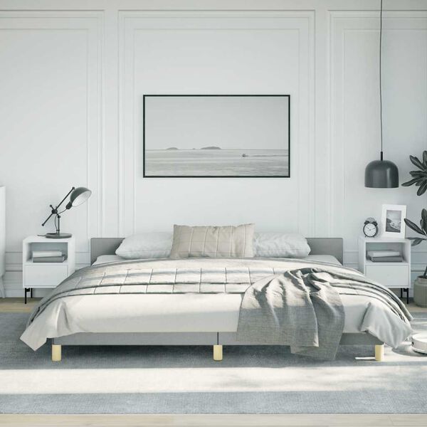vidaXL Bed Frame without Mattress Light Grey King Fabric