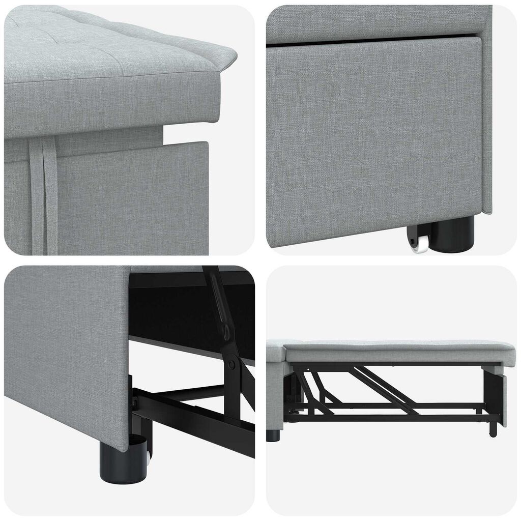 vidaXL 3-in-1 Sofa Bed - Pull-Out Design in Light Grey Fabric