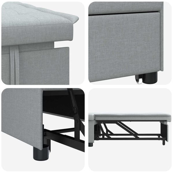 vidaXL 3-in-1 Sofa Bed - Pull-Out Design in Light Grey Fabric