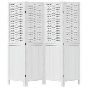 vidaXL Room Divider 4 Panels White Solid Wood Paulownia