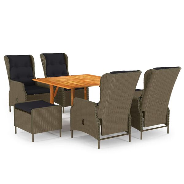 vidaXL 7 Piece Garden Dining Set Brown