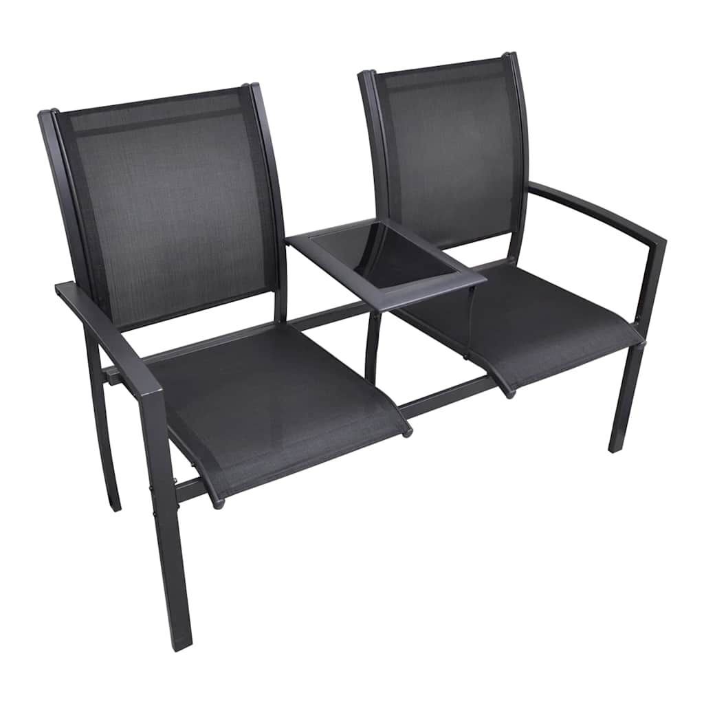 vidaXL 2 Seater Garden Bench 131 cm Steel and Textilene Black