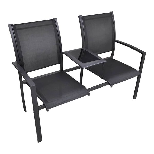 vidaXL 2 Seater Garden Bench 131 cm Steel and Textilene Black