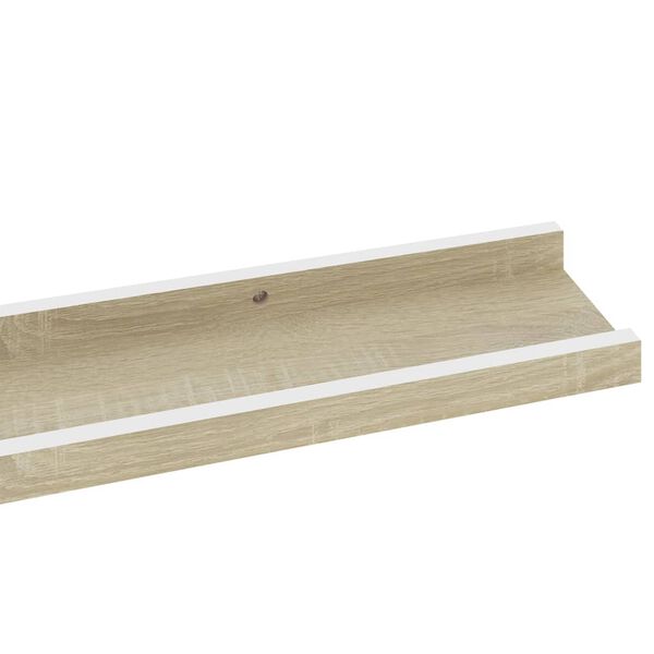 vidaXL Wall Shelves 2 pcs White and Sonoma Oak 80x9x3 cm