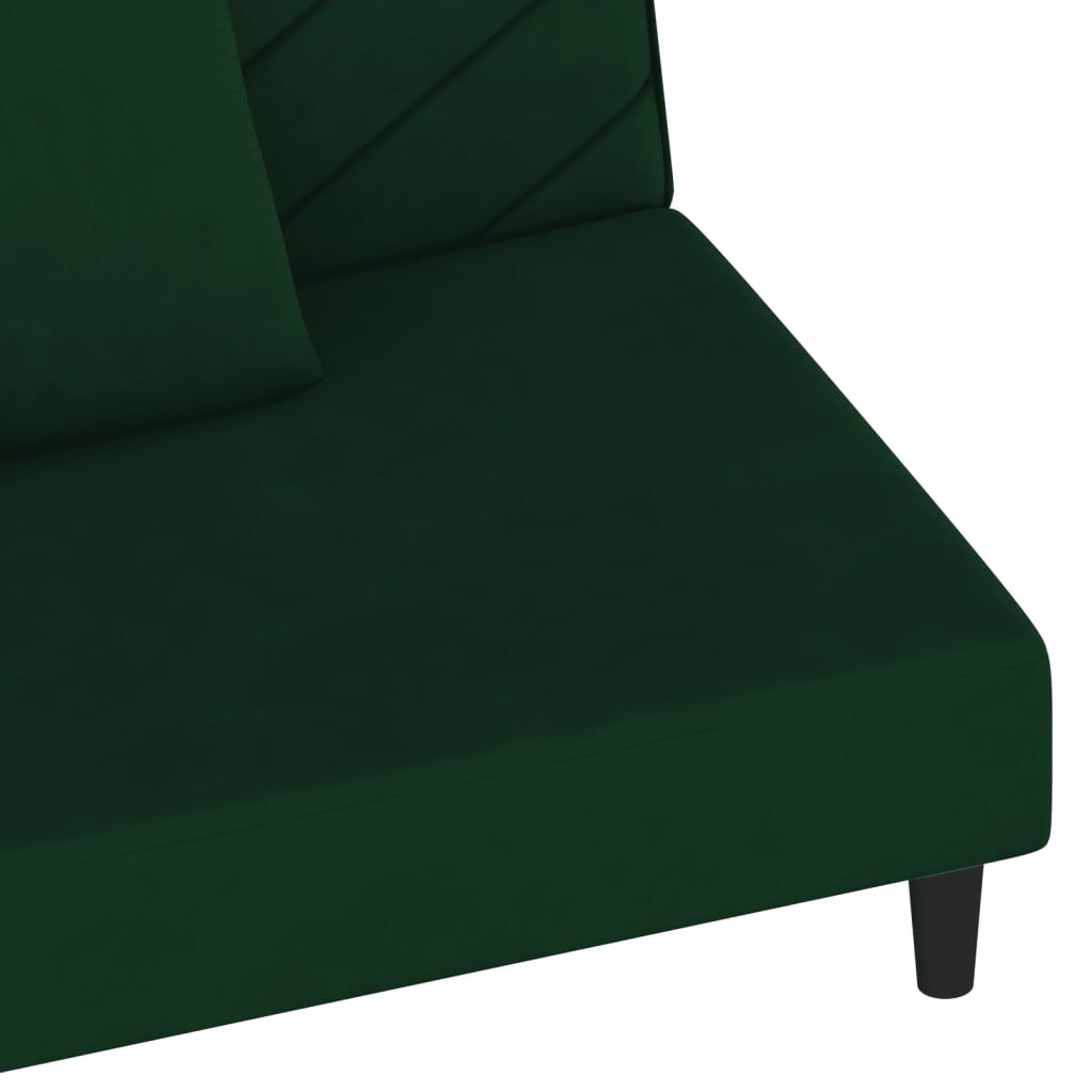 vidaXL 2-Seater Sofa Bed with Two Pillows Dark Green Velvet