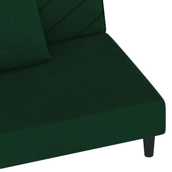 vidaXL 2-Seater Sofa Bed with Two Pillows Dark Green Velvet