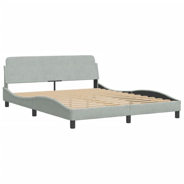 vidaXL Bed Frame without Mattress "Hanko" Light Grey 152x203 cm Queen Velvet