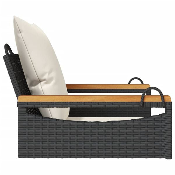 vidaXL Swing Bench with Cushions Black 63x62x40 cm Poly Rattan