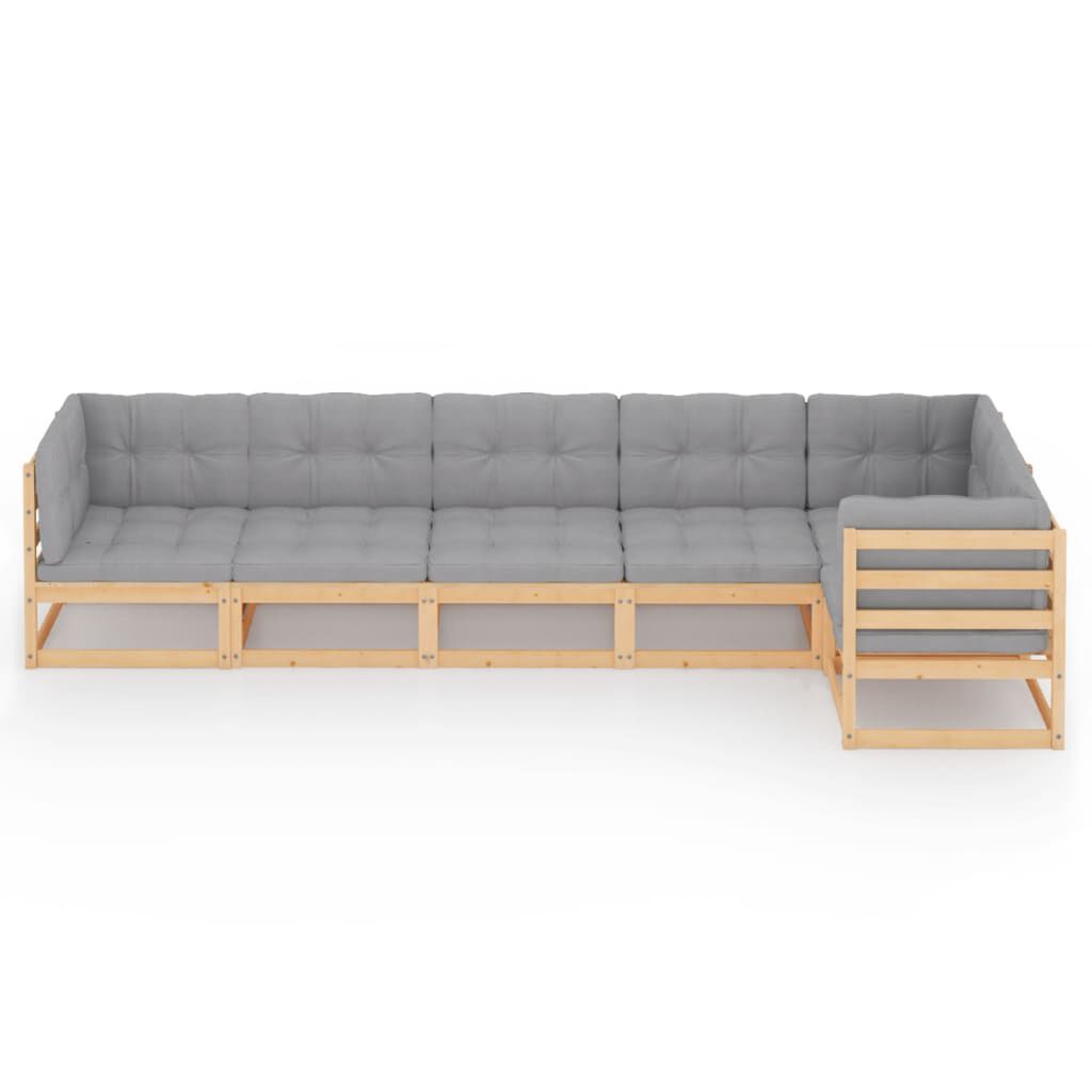 vidaXL 6 Piece Garden Lounge Set with Cushions Solid Pinewood