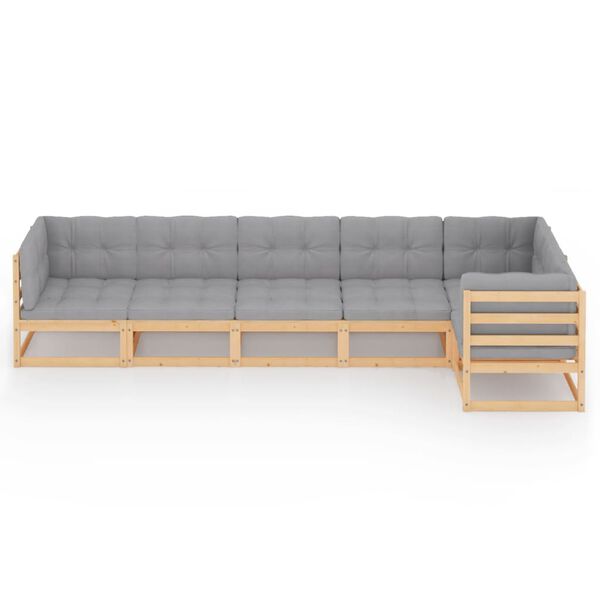 vidaXL 6 Piece Garden Lounge Set with Cushions Solid Pinewood