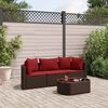 vidaXL 4 Piece Garden Sofa Set with Cushions Brown Poly Rattan