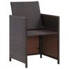 vidaXL 5 Piece Outdoor Dining Set with Cushions Poly Rattan Brown