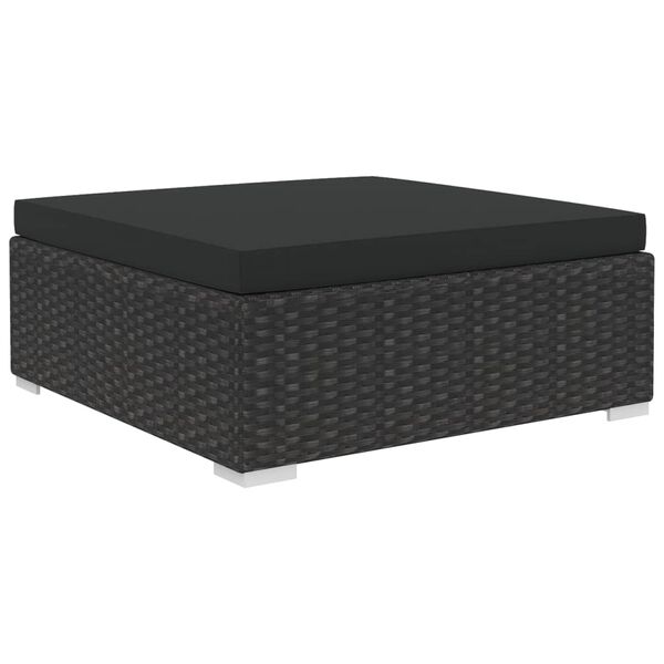 vidaXL 10 Piece Garden Lounge Set with Cushions Poly Rattan Black