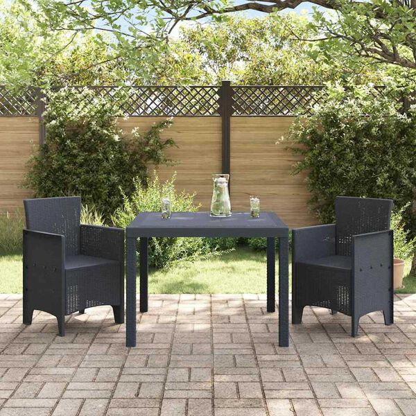vidaXL Garden Dining Set 3 pcs Anthracite Polt rattan