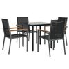 vidaXL 5 Piece Garden Dining Set Black Textilene and Steel