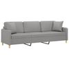 vidaXL 3-Seater Sofa with Pillows&Cushions Light Grey 210 cm Fabric