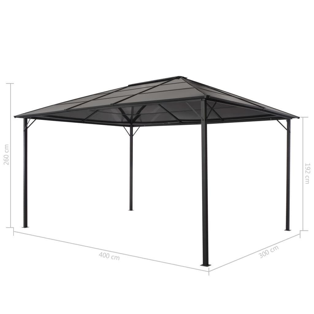 vidaXL Gazebo with Roof Aluminium 4x3x2.6 m Black