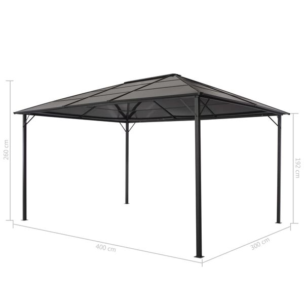 vidaXL Gazebo with Roof Aluminium 4x3x2.6 m Black