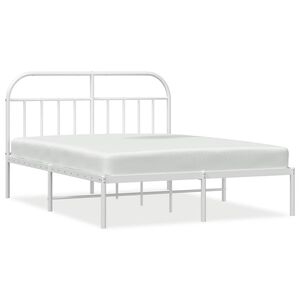 vidaXL Metal Bed Frame without Mattress with Headboard White 183x213cm
