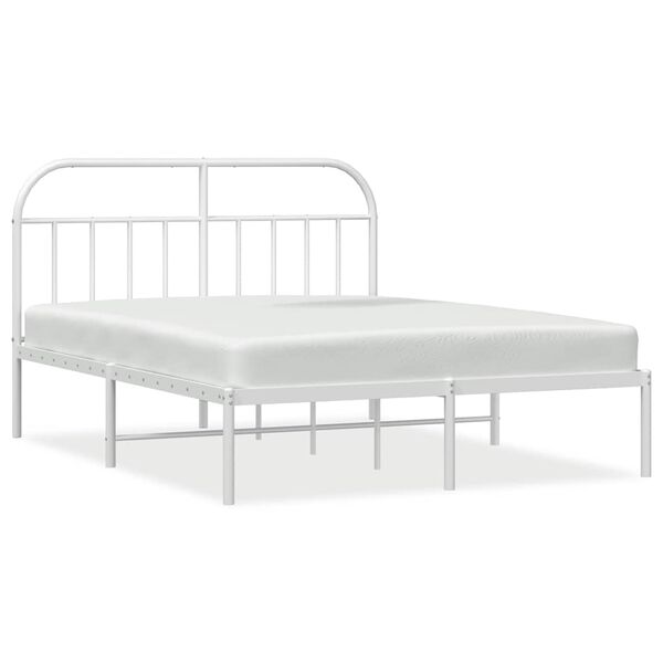 vidaXL Metal Bed Frame without Mattress with Headboard White 183x213cm