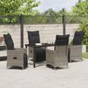 vidaXL Garden Dining Set with Cushion 5 pcs Grey Poly Rattan