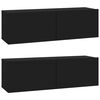 vidaXL Wall TV Cabinets 2 pcs Black 100x30x30 cm Engineered Wood