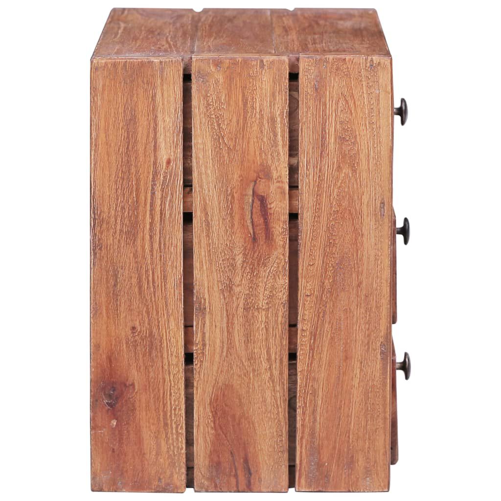 vidaXL Bedside Cabinet with 3 Drawers 35x25x35 cm Solid Mahogany Wood