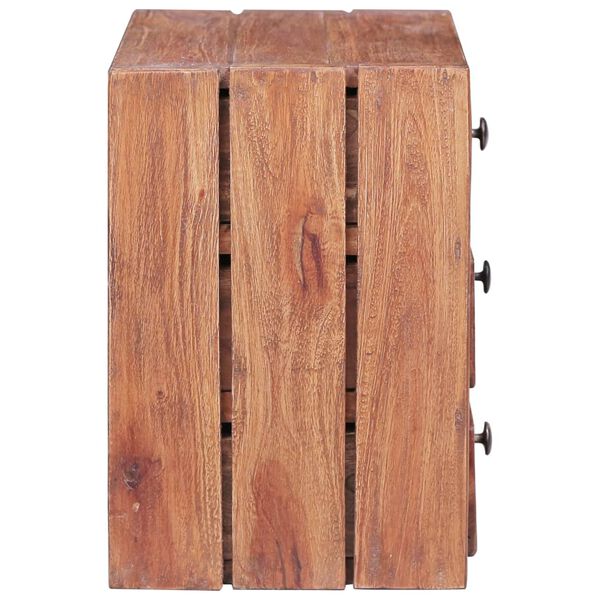 vidaXL Bedside Cabinet with 3 Drawers 35x25x35 cm Solid Mahogany Wood