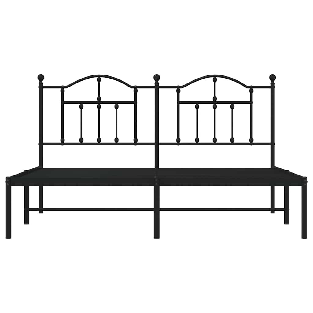 vidaXL Metal Bed Frame without Mattress with Headboard Black 183x213cm