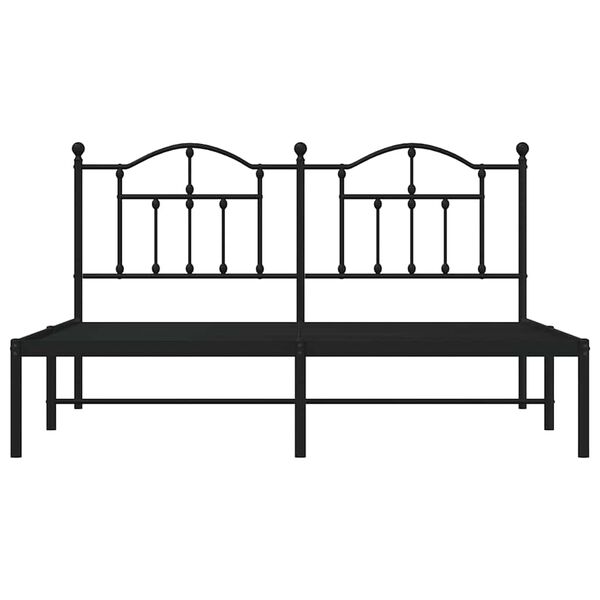 vidaXL Metal Bed Frame without Mattress with Headboard Black 183x213cm