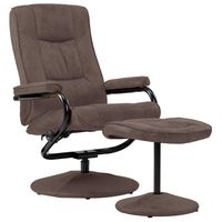 vidaXL TV Armchair with Foot Stool Brown Faux Suede Leather