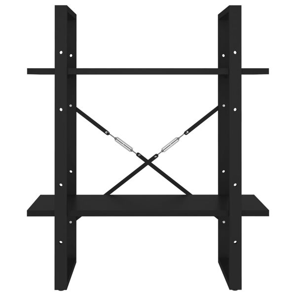 vidaXL 2-Tier Book Cabinet Black 60x30x70 cm Engineered Wood