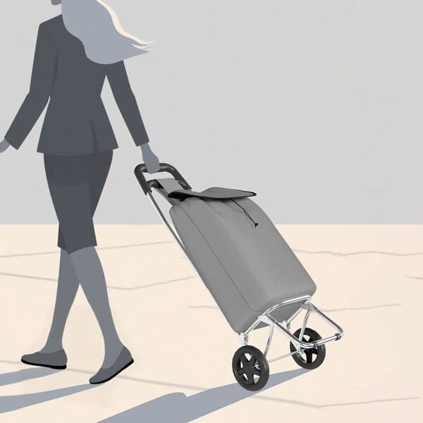 vidaXL Shopping Trolley Folding Grey 35 x 28 x 92 cm Oxford fabric