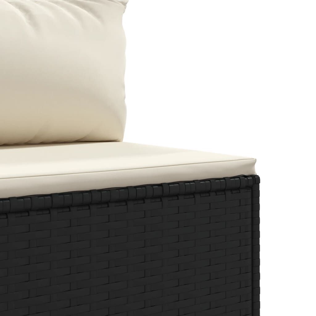 vidaXL 6 Piece Garden Lounge Set with Cushions Black Poly Rattan