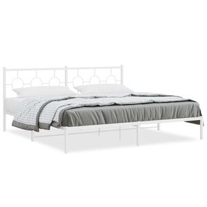 vidaXL Metal Bed Frame without Mattress with Headboard White 193x203cm