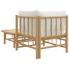 vidaXL 2 Piece Garden Lounge Set with Cream White Cushions Bamboo