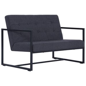 vidaXL 2-Seater Sofa with Armrests Dark Gray Steel and Fabric