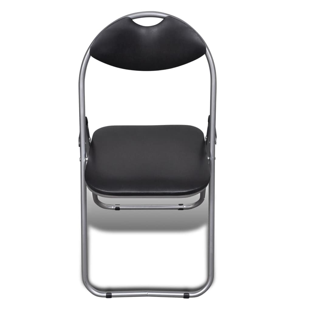 vidaXL Folding Dining Chairs 6 pcs Black Faux Leather and Steel