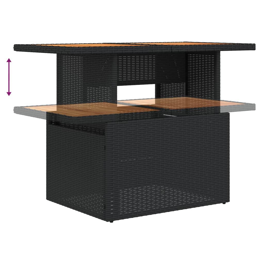 vidaXL Garden Table Black 100x55x73 cm Poly Rattan and Acacia Wood