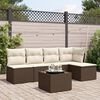 vidaXL 6 Piece Garden Sofa Set with Cushions Brown Poly Rattan