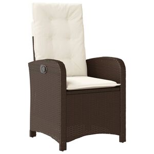 vidaXL Reclining Garden Chair with Cushions Brown Poly Rattan