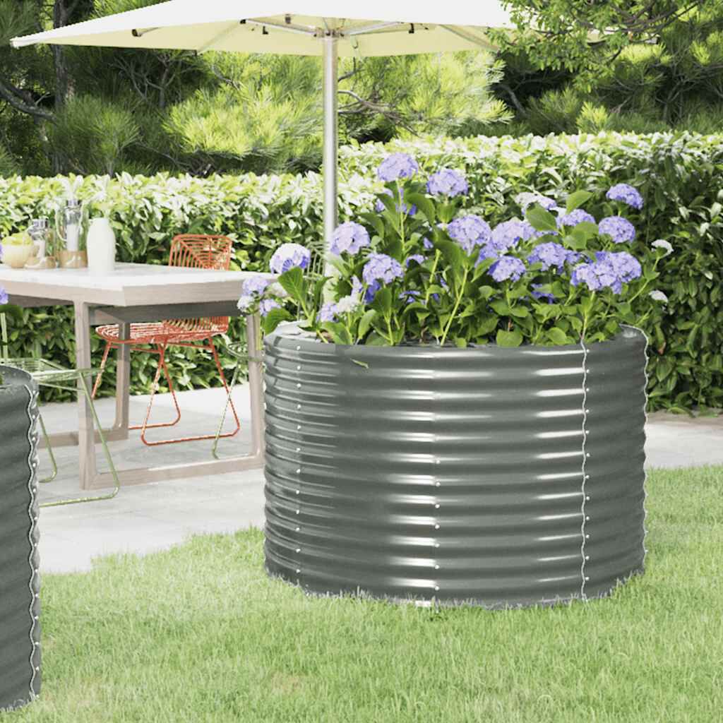 vidaXL Garden Raised Bed Powder-coated Steel 100x100x68 cm Grey