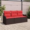 vidaXL Garden Sofa Set with Cushion 3 pcs Brown Poly rattan